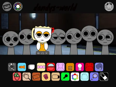 Official logo for Sprunki Dandys World Remix V2 game featuring modified Sprunki characters