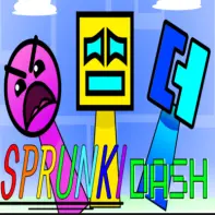Sprunki Dash Game Logo - Colorful characters running