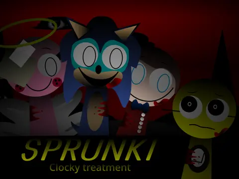 Sprunki Deluxe Clocky Treatment Game Logo