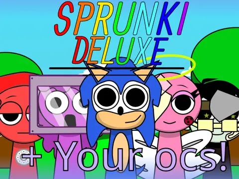 Official logo for Sprunki Deluxe Your OCs Remix featuring customizable character elements