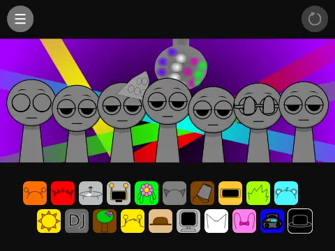 Sprunki Disco Party game logo featuring colorful Sprunki characters dancing