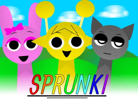 Sprunki Drawing Vercion Game Logo - Colorful Sprunki Characters Ready for Customization