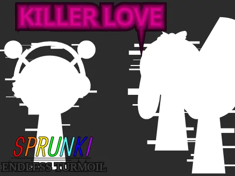 Dark themed cover art for Sprunki Endless Turmoil Killer Love music chapter