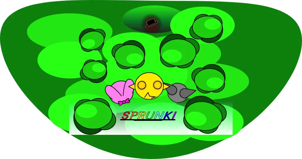 Sprunki Facing Upwards Game Cover Art Sprunki Facing Upwards Game Logo - Characters Defying Gravity