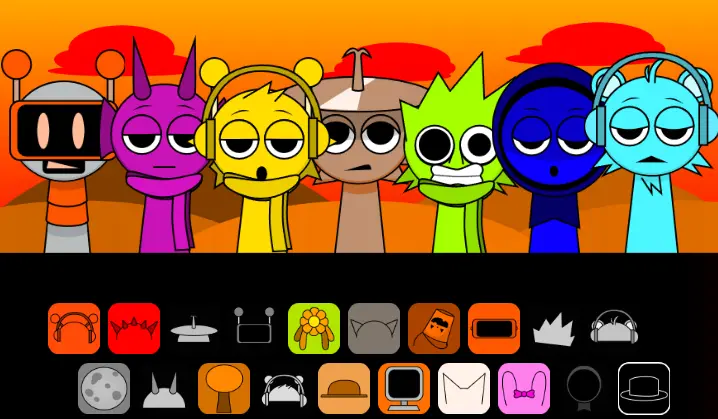 Sprunki Fall Edition Gameplay Screenshot - Showing autumn-themed levels and characters