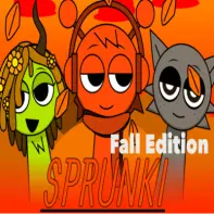 Sprunki Fall Edition Logo - Autumn themed Sprunki characters with pumpkins and fall leaves