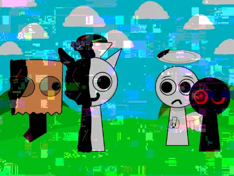 Sprunki Files game cover featuring multiple Sprunki characters in adventure setting