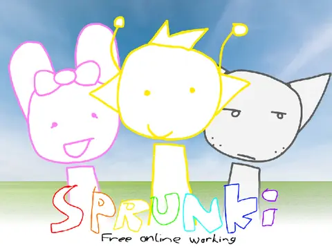 Official logo for Sprunki Free Online Working Splankey game featuring colorful characters