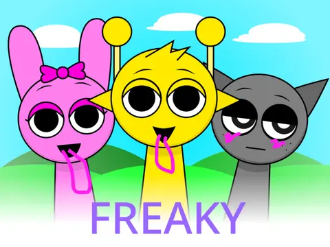 Official Sprunki Freeky Deeky Mod game logo featuring colorful characters