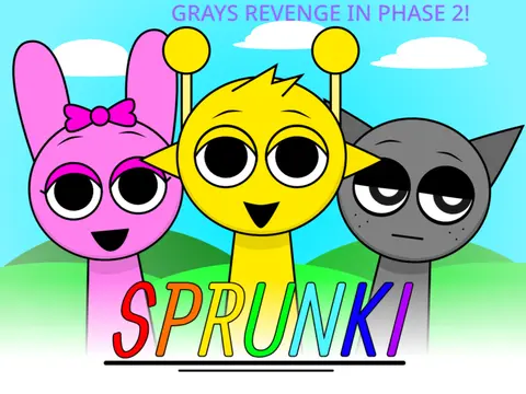 Official logo for Sprunki Gray Gets Revenge game featuring gray Sprunki character