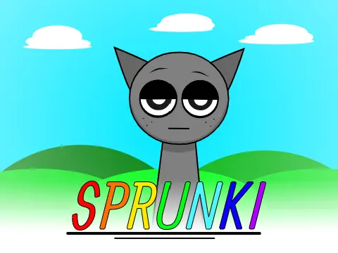 Sprunki But Is Gray Official Logo - Monochrome Characters on Gray Background