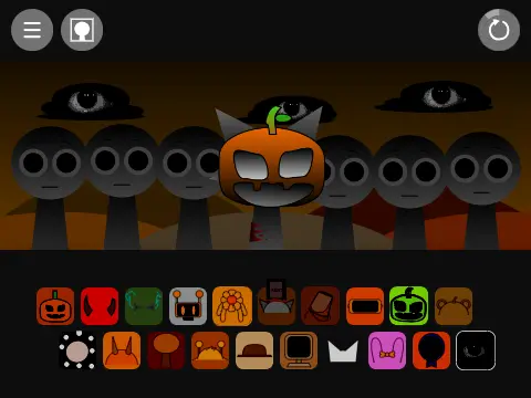 Sprunki Halloween WIP Game Logo - Spooky Characters and Pumpkin Theme