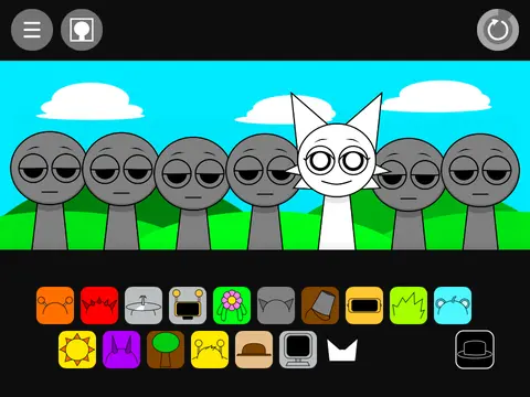 Official logo for Sprunki Happy Gray Friends game featuring gray characters