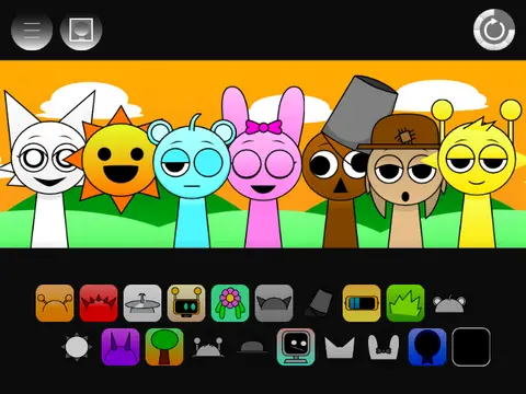 Sprunki HD Not Scary Game Logo - Colorful Characters Making Music