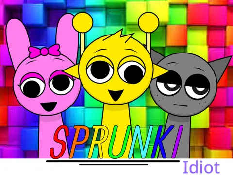 Sprunki Idiot Game Logo - Wacky Cartoon Characters