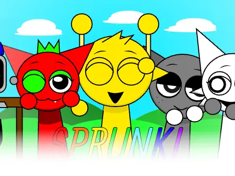 Sprunki Scratch Remix game cover with colorful animated characters