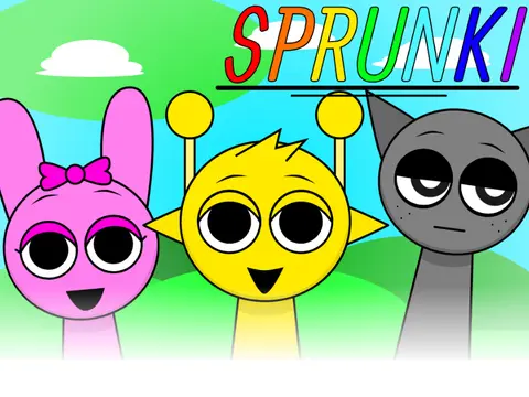 Sprunki Incredibox music game cover with animated Sprunki characters making beats