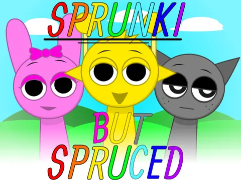 Logo for the Spruced version of Sprunki Infection mod with remastered icons