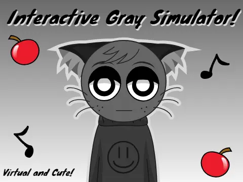 Interactive Gray Simulator: Sprunki Fangame Logo featuring gray Sprunki characters