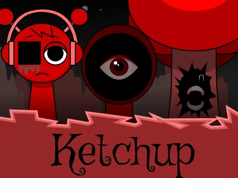 Logo for the cryptic Sprunki Ketchup Remix-2 mod