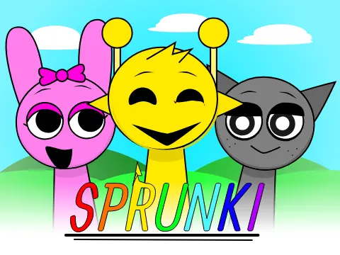 Sprunki Kid Friendly Remix 6+ Alive Game Logo - Colorful characters playing music