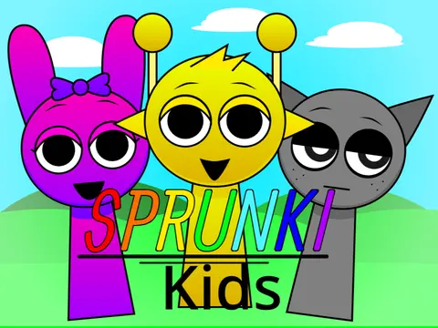 Sprunki Kids Game Logo - Colorful characters playing together