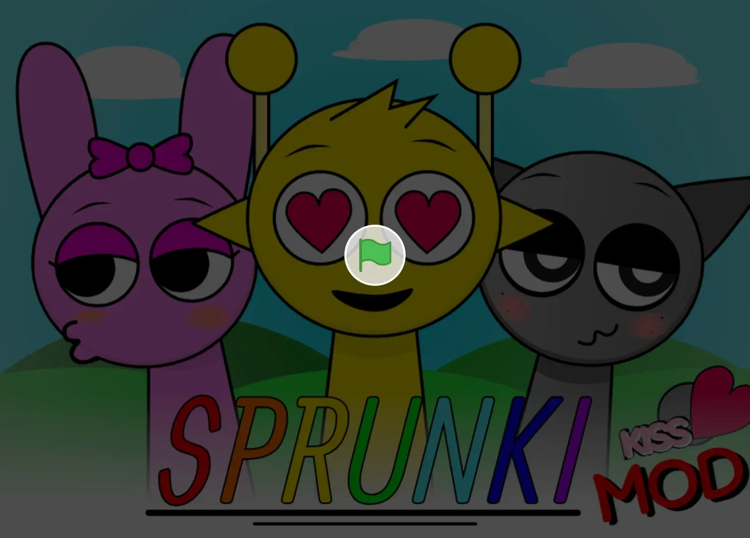 Sprunki Kiss Edition Logo - Romantic version with heart animations