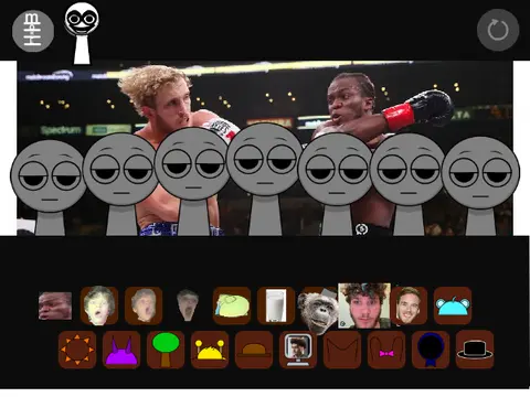 Boxing-inspired Sprunki characters creating sporty music beats in KSI Edition