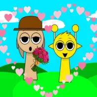 Sprunki Love Mod Logo featuring heart-shaped characters