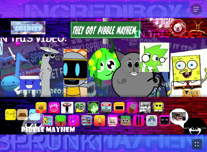 Sprunki Mayhem Gameplay Interface Sprunki Mayhem Gameplay Screenshot - Showing character selection interface