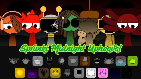 Sprunki Midnight Upheaval Game Logo - Dark Version