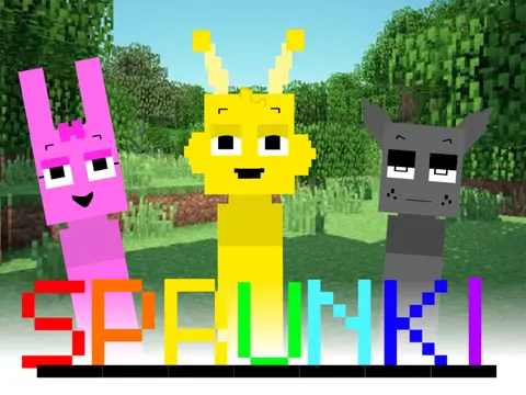 Sprunki Minecraft Mod 2.0 Logo - Sprunki characters in Minecraft style