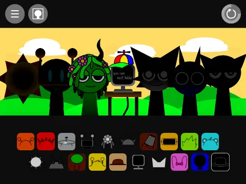 Sprunki Mod Curacion logo showing calming Sprunki characters with healing symbols