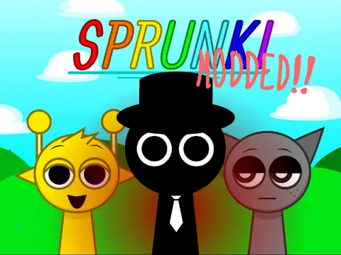 Sprunki Modded Stupidity Game Logo - Wacky Characters Edition