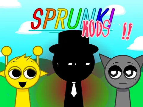 Official logo for Sprunki Mods Remix game featuring remixed Sprunki characters