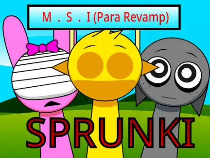 Sprunki.msi Para Revamp game logo featuring updated Pyramixed characters