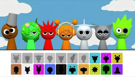 Sprunki Music Scary Beat Box Gameplay Gameplay screenshot of Sprunki Music Scary Beat Box showing character sound selection
