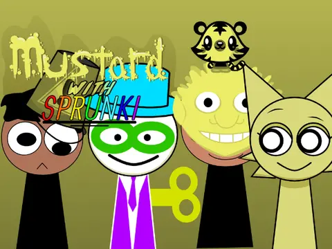 Official logo for Sprunki Mustard Mod Kaden featuring mustard-themed characters