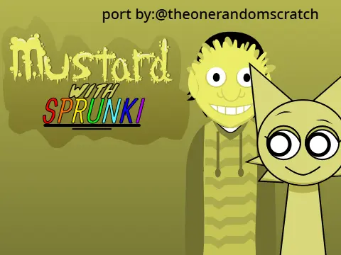 Sprunki Mustard Mod Remix Game Logo - Yellow themed characters with mustard bottle accessories
