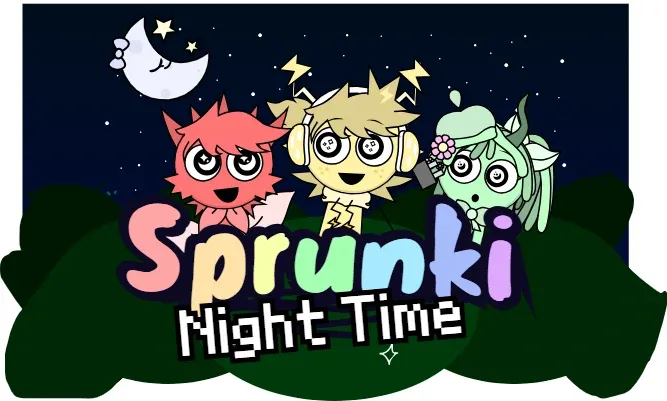 Sprunki Night Time Remix Game Cover - Horror Edition with Dark Theme