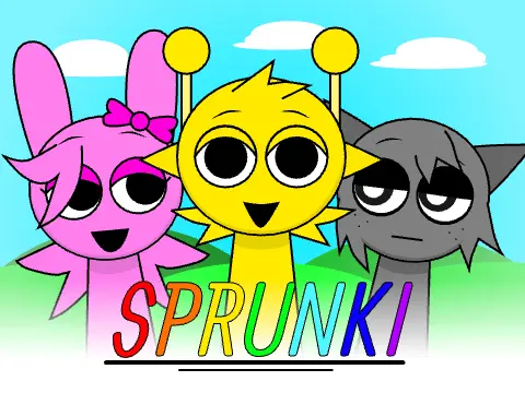 Sprunki Night Time Modded V2 game logo featuring dark-themed characters