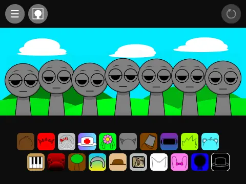 Sprunki OC creation game interface with character design options