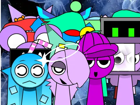 Sprunki OC game logo featuring character creation tools