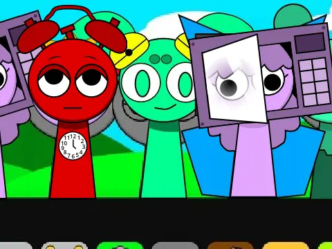 Alarmy Sprunki OC game logo showing the unique Alarmy character design