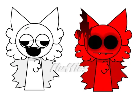 Sprunki OC Fluffles - a fluffy and cute original character in the sprunki universe