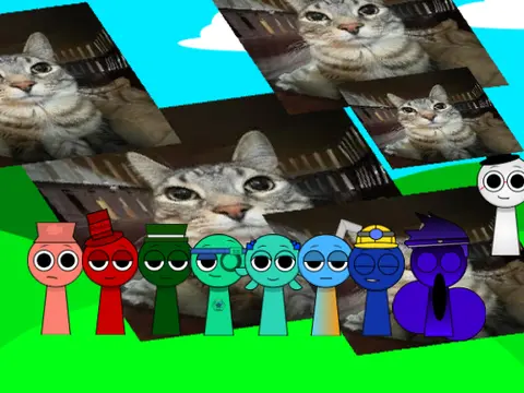 Custom Sprunki band with original characters creating music together