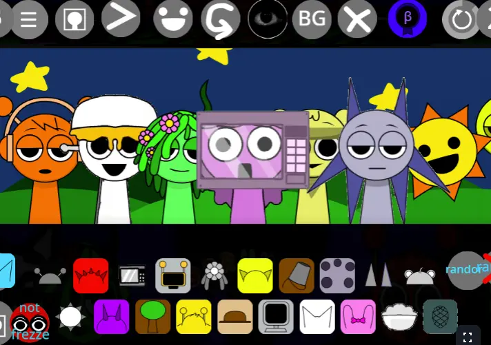Sprunki Omega Gameplay Screenshot - Showing the enhanced interface and characters