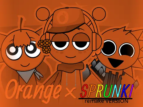 Sprunki Orange Game Logo - Vibrant Citrus Characters