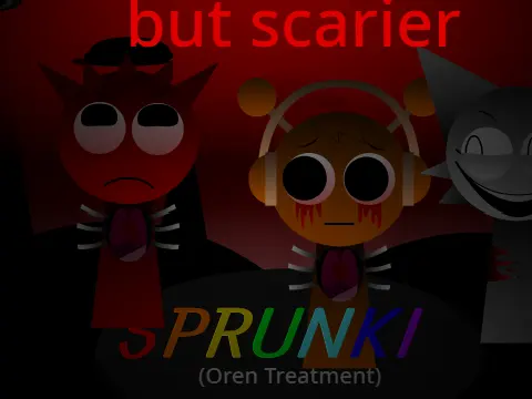 Official logo for Sprunki Oren Treatment But Scarier horror mod