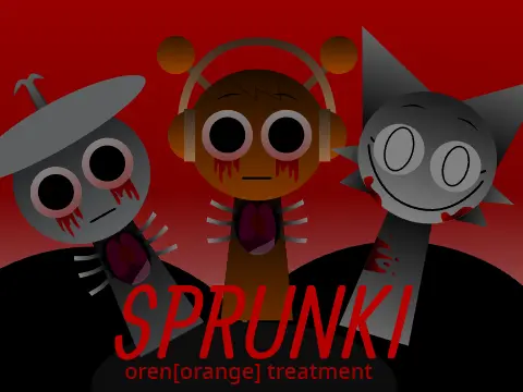Sprunki character with Oren treatment effects in remix version